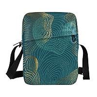 Geometric Teal Messenger Bag for Women Men Crossbody Shoulder Bag Crossbody Purse Bag Travel Purse with Adjustable Strap for Outdoor Travel Business