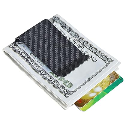 CL CARBONLIFE Carbon Fiber Wallet Money Clip for Cash and Credit Card, Minimalist Holder Clips for Men (Large, 2.8