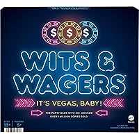 Mattel Games Wits & Wagers Board Game Vegas Edition, Party Game with Dry Erase Boards, Markers & Poker Chips for 5+ Players