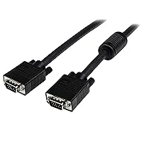 StarTech.com 0.5m Coax High Resolution Monitor VGA Video Cable - HD15 M/M - VGA Extension Cable - HD15 to HD15 Cable (MXTMMHQ50CM), Black