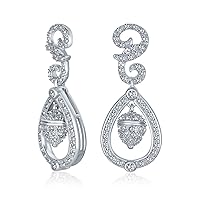 Royal Wedding Acorn Bridal Prom Cubic Zirconia Pave CZ Drop Dangle Earrings For Women Silver Plated Brass