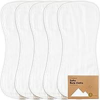 5-Pack Muslin Burp Cloths for Baby Boys and Girls - Organic Baby Burp Cloth, Viscose Derived from Bamboo Cotton Baby Washcloths, Burp Rags, Large Neutral Burp Clothes for Newborn (Soft White)