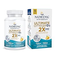 Nordic Naturals Ultimate Omega 2X Mini D3, Lemon Flavor - 1120 mg Omega-3 + 1000 IU Vitamin D3-60 Mini Soft Gels - Omega-3 Fish Oil - EPA & DHA - Promotes Brain & Heart Health - 30 Servings