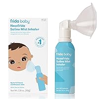 NoseFrida Saline Mist Nasal Inhaler, Allergy Relief and Congestion Relief for Babies + Kids, Nasal Saline Spray, Saline Inhaler Soothes Stuffy Nose and Sore Throat, Includes Optional Mask