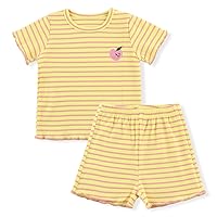 Toddler Baby Girls Summer Outfit with Soft Cottoon Material, Infant Short Set for Summer Vacation Photos