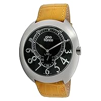 Men's 901YL Round Stainless Steel Genuine Leather Strap Watch