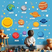 Planets Wall Decals Space Sticker Solar System Nursery Kids bedroom Decor Playroom el8
