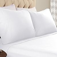 Superior Flannel Cotton Pillowcase Bedding Set, Set Includes: 2 Pillow Covers, Solid Contemporary Bedroom Accent, Modern Traditional Soft, Breathable and Plush, Standard, White