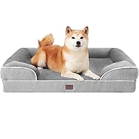 EHEYCIGA Orthopedic Dog Beds Large Sized Dog, Waterproof Memory Foam Large Dog Bed with Sides, Non-Slip Bottom Large Pet Bed with Washable Removable Cover, Grey