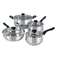 Oster Rametto Stainless Steel Cookware Set, 8 Piece, Silver