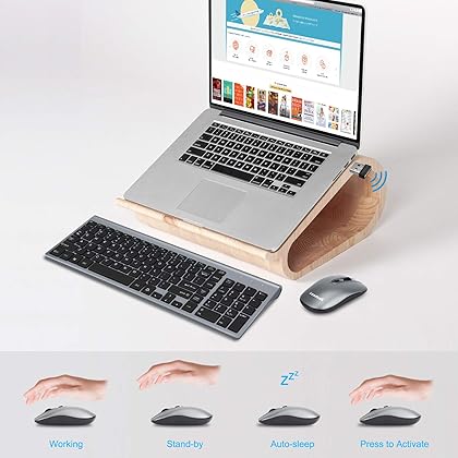 LeadsaiL Wireless Keyboard and Mouse Combo, Wireless USB Mouse and Computer Keyboard Set, Compact and Silent for Windows Laptop, Desktop, PC
