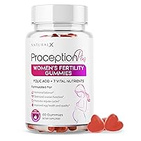 Proception Plus Fertility Gummies – Regulate Your Cycle, Balance Hormones, Aid Ovulation – Folate, B Vitamins, Inositol – Conception Fertility Support Supplement for Women – Natural Strawberry Flavor