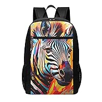 Abstract Animal Zebra Print Simple Sports Backpack, Unisex Lightweight Casual Backpack, 17 Inches