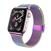Milanese Watchband for Watch 38mm 40mm 42mm 44mm Stainless Steel Women Men Bracelet Band Strap for i-Watch 7 3 4 5 6 SE (Color : Colorful, Size : 42mm)