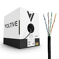 Voltive Cat5e Riser (CMR), 1000ft, Black - Solid Bare Copper Bulk Ethernet Cable - UTP - 350MHz - UL Certified & ETL Verified