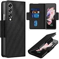 Carbon Fiber Leather for Samsung Galaxy Z Fold 3 4 5G Case Wallet All Inclusive Card Flip Magnetic Cover for Galaxy Z Fold 3 4,Fine Fiber Leather,for Samsung Z Fold 4