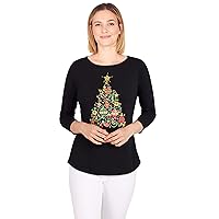 Ruby Rd. Womens Womens Petite Holiday Tree Top