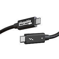 Plugable Thunderbolt 4 Cable [Thunderbolt Certified] 6.6ft USB4 Cable with 100W Charging, Single 8K or Dual 4K Displays, 40Gbps Data Transfer, Compatible with Thunderbolt, USB4, USB-C - Driverless