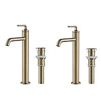 KRAUS Novis Single Handle Vessel Sink Bathroom Faucet with Pop-Up Drain in Brushed Gold, KVF-1220BG
