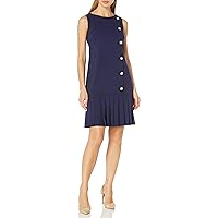 Karl Lagerfeld Paris Women's Sleeveless Dress with Pleated Hem and Side Pearls