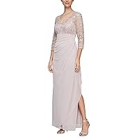 Alex Evenings Womens Long Lace Top Empire Waist Dress