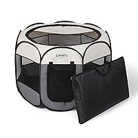 Love's cabin Pet Puppy Dog Playpen, Medium Dog Tent Crates Cage Indoor/Outdoor, Portable Playpen for Dog and Cat, Foldable Pop Up Dog Kennel Playpen with Carring Case, Removable Zipper Top, Grey