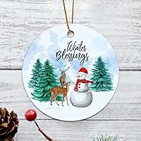 Personalized 3 Inch Christmas Snowman Deer Winter Blessings Holiday Merry Christmas Tree Decor White Ceramics Ornament Holiday Decoration Wedding Ornament Christmas Ornament Birthday