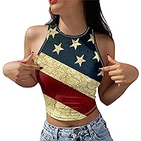 4th of July Tank Tops for Women American Flag Tank Top Summer Sleeveless 4th of July Workout Tank Crop Tops, S-3XL
