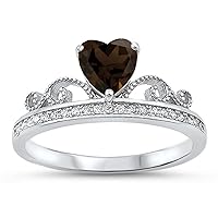 CHOOSE YOUR COLOR Sterling Silver Tiara Crown Ring