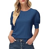 GRACE KARIN Womens Lightweight Thin Summer Pullover Sweater Cute Puff Short Sleeve Tops Pullover Shirt Knit Blouse