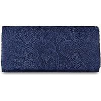 Evening Clutch Bag Prom Party Handbag Purse, Kaever Women Satin Women Floral Lace Small Bridal Party Evening Clutch Bag Handbag (Color: Navy Blue)