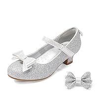 DREAM PAIRS Girls Dress Shoes Toddler Little Girls Heels Mary Jane Princess Shoes with Interchangeable Bow for Flower Girl Wedding Party