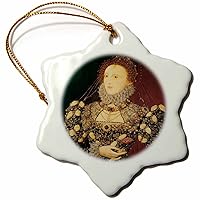 3dRose ORN_128071_1 Queen Elizabeth I by Nicholas Hilliard Snowflake Ornament Porcelain, 3-Inch