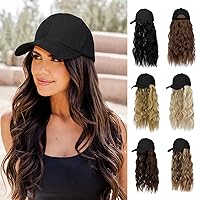 Hat Wig for Women Baseball Cap with Hair Extensions Adjustable Hat Attached 24