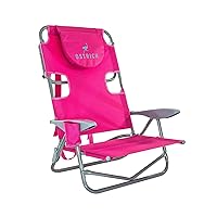 Ostrich On-Your-Back Backpack Beach Chair with Face Hole - Adjustable, Portable Lounge Chair with Cup Holder, Face Opening - Heavy Duty, Lay Flat Tanning Chair for Face Down Reading for Adults (Pink)