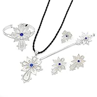 NA Ethiopian Cross Necklace Pendant Bangle Earring Ring Hairpin White Silver Color Habesha Jewelry Sets