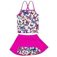 Girls Tankini Swimsuit Two Piece Bathing Suit with Adjustable Strap 3-14 Years