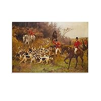 EEL Hunting Dog Successfully Hunts Fox Fox Hunting Painting Art Poster Poster Decorative Painting Canvas Wall Art Living Room Posters Bedroom Painting 24x36inch(60x90cm)