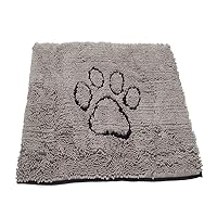 Dog Gone Smart Pet Products Dirty Dog Microfiber Paw Doormat - Mud Mat For Dogs - Super Absorbent Dog Mat Keeps Paws & Floors Clean - Machine Washable Pet Door Rugs with Non-Slip Backing | Large Grey