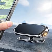 Magnetic Car Phone Mount for Dashboard, Sticks in Car or Van, Strong Universal Holder, 360 Rotatable Cradle Tilts, Free Large Metal Plates, for Apple iPhone Pro Max, Samsung, Huawei