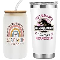 Gifts for Mom Grandma Bundle - Mothers Day Gifts for Mom from Daughter, Son, Husband - Gifts for Grandma from Granddaughter, Grandson, Grandkids, Grandchildren - 20 Oz Tumbler with 16 Oz Can Glass