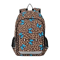 ALAZA Blue Butterfly Leopard Cheetah Print Laptop Backpack Purse for Women Men Travel Bag Casual Daypack with Compartment & Multiple Pockets