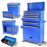 Rolling Tool Chest, 8 Drawer Rolling Tool Cabinet With Detachable Top Tool Box, Tool Cart On Wheels, Adjustable Shelf, Tool Organizer With Wheels for Garage Workshop
