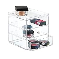 InterDesign Clarity Cosmetic Vanity Cabinet to Hold Makeup, Beauty Products-3 Drawer, Clear Organizer, 1 x Mirror