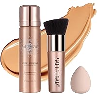 AirBrush Foundation Spray, Liquid Foundation Makeup Set, Full-Coverage Foundation Mist for Color Correcting,Concealer, Flawless Look, Matte Finish,Include Brush and Sponge,2.28oz (#5 Warm Honey)