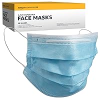 AmazonCommercial 3-ply Disposable Face Masks, 50 per Pack, 1-Pack