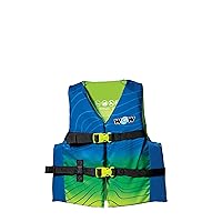 WOW Sports - Youth Life Vest (50-90 lbs) - Perfect for Swimming Pools, Fishing, Lakes, & Ocean - Blue Life Jacket Flotation Device (PFD) - VIS-Wave