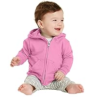 INK STITCH Infant Baby Unisex Core Fleece Full- Zip Hooded Sweatshirt - Pink - 12M