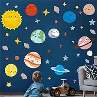 Planets Wall Decals Space Watercolor Solar System Nursery Kids bedroom Decor Playroom el5
