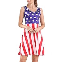 Women Sleeveless V Neck Tank Summer Dress 2024 Casual Beach Fit and Flare Mini Short Sun Dresses